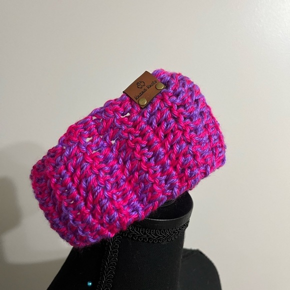 NWT Knana Knots Scarf and Headband Ear Warmers, Hot Pink and Purple - Picture 4 of 4